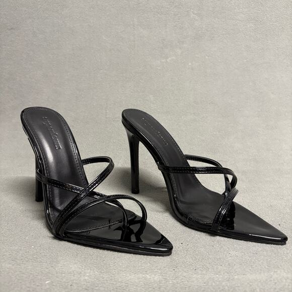 SUPERDOWN‎ Sofia Heel in Black Size 7 Strappy Pointed Toe Bed - Picture 1 of 11